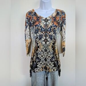 Women's Boho Flower Patterned Blouse